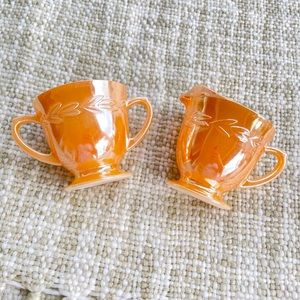 Vintage Fire King Peach Creamer & Sugar Bowl Set